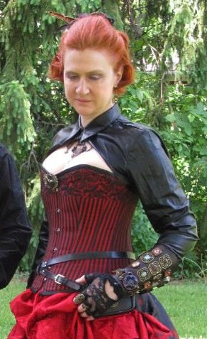 Red steampunk outfit